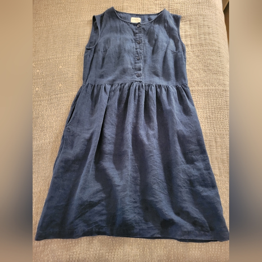 Navy OffOn Linen Dress XS